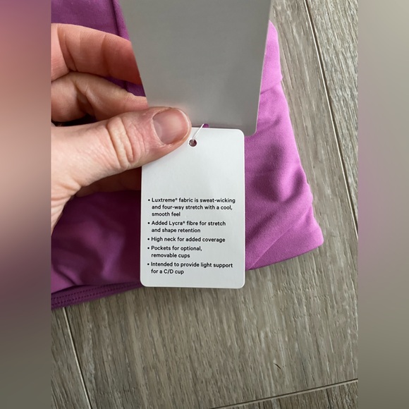 NWT Lululemon Free To Be Serene Bra High Neck Long Line Magenta Glow - Size 10 - Picture 4 of 8